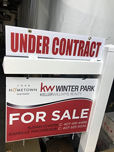 5 Pack Sign Rider 6” X 24" (Under Contract) Printed Double Sides Red Uv Ink On Corrugated Plastic 4Mm, Sign Board 4Mmthick, Sign Rider Only, Metal Sign & Sign Post Not Included, Ship Same Day (5Undercontract_Rdrcorredink) #TOP1