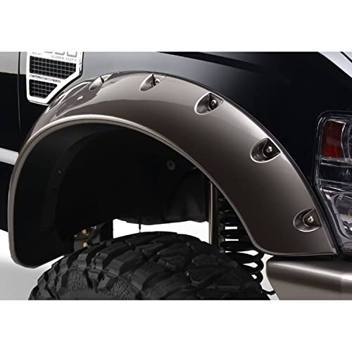 Bushwacker Cutout Pocket/Rivet Style Front Fender Flares | 2-Piece Set, Black, Smooth Finish | 20047-02 | Fits 2008-2010 Ford F-250/F-350/F-450/F-550 Styleside Super Duty