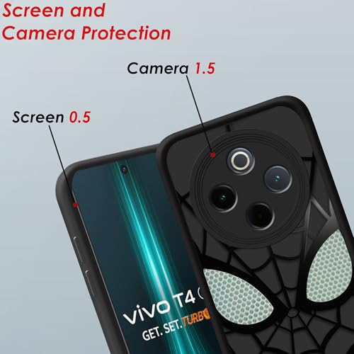Image of Stylish Back Case Cover Compatible for Mi Redmi A4 5G / Redmi 14C 5G / Poco C75 5G / Poco M7 5G | Spidey Face Mask Case | Soft Silicone | Camera & Full Body Protection | Shock Proof | (Black)