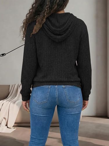 STOLKISS Women Casual Hoodies Long Sleeve Solid Lightweight Fall Pullover Tops Solid Velvet Loose Sweatshirts with Pockets — view 4