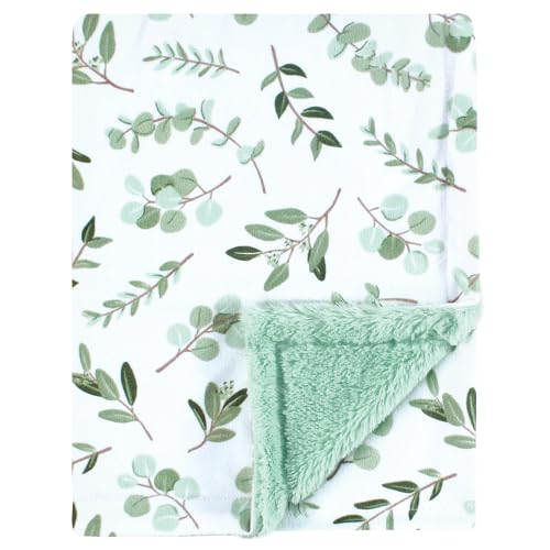 Image of Hudson Baby Plush Blanket with Furry Binding and Back, Eucalyptus, One Size