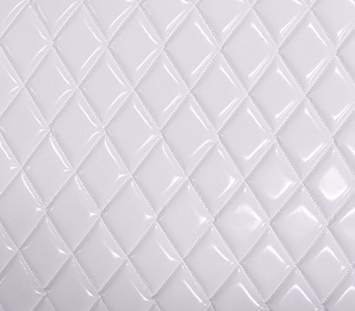 Vinyl Quilted Foam Fabric with 3/8" Foam Backing Upholstery / 52" Wide/Sold by The Yard/FABRIC EMPIRE (Matte White, Diamond 2" x 3")