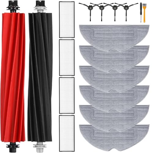 QWYTLROX - 18 Pièces de rechange compatibles avec Roborock S8 / S8 Plus / S8 Pro Ultra Robot Aspirateur, 2 Brosse Principale, 4 brosses latérales, 4 Filtres Hepa, 6 chiffons de vadrouille