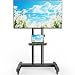 Rfiver Mobile TV Stand Rolling TV Cart with Tilt Mount and Locking Wheels for Most 37"-80" LCD LED Flat Screen Curved TVs, Black Display Trolley Floor Stand Height Adjustable Max Load 110 Lbs