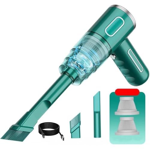 Aspirateur Voiture Puissant sans Fil pour Volvo XC90 2003-2022, 29000Pa, Mini Portable Aspirateur a Main avec Filtre Lavable, Humide et Sec,Green