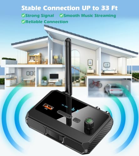 Image of KAIY Bluetooth 5.3 Receiver for Home Stereo, Optical Low Latency & HD Music Audio Bluetooth to RCA Adapter for Stereo /Speakers /Wired Speakers /Home Audio Music Streaming Stereo System, Support AUX /USB