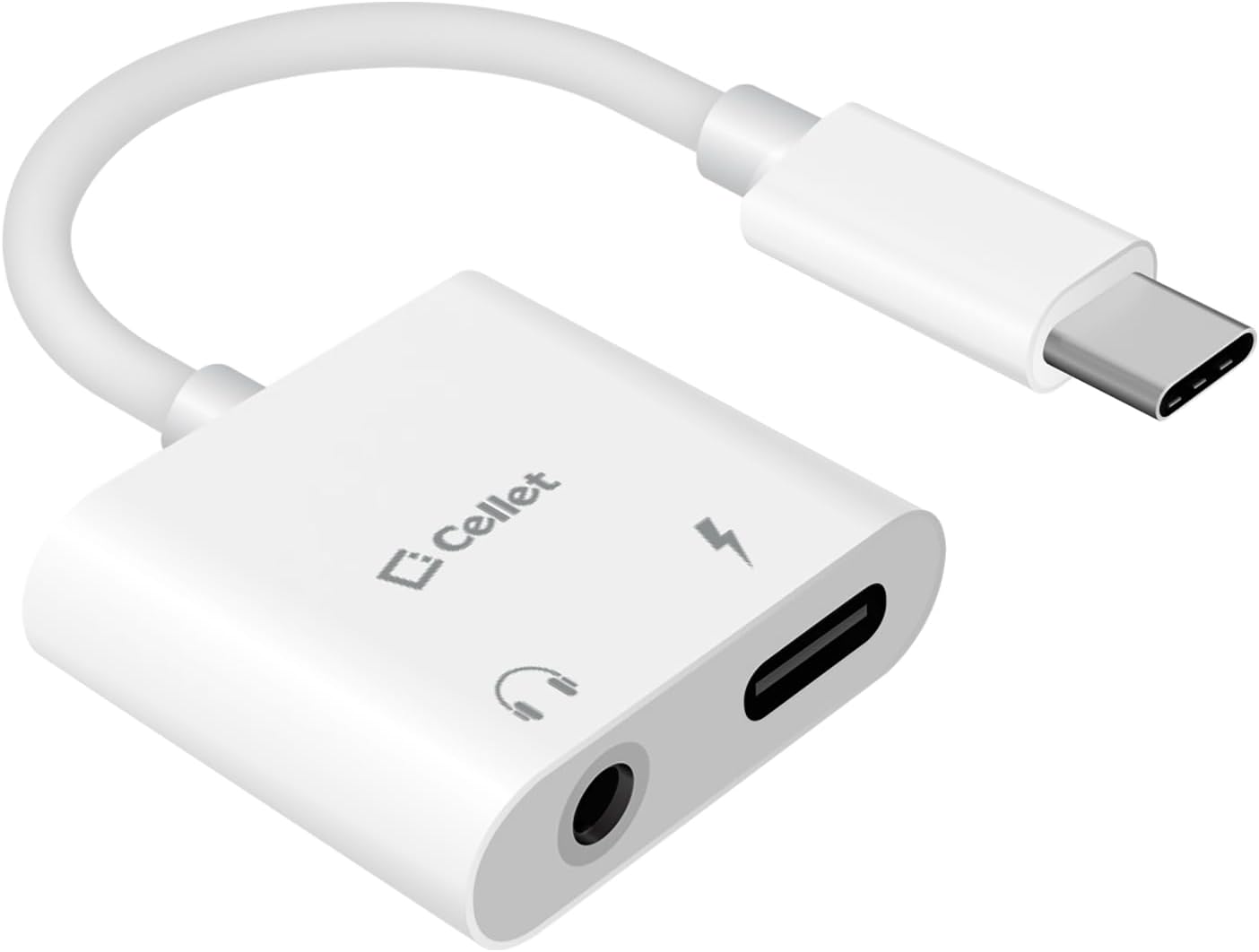 Cellet USB-C Audio & Charge Adapter – Dual USB-C to 3.5mm Audio Converter & Charge Adapter (USB-C to Audio & Power Adapter)