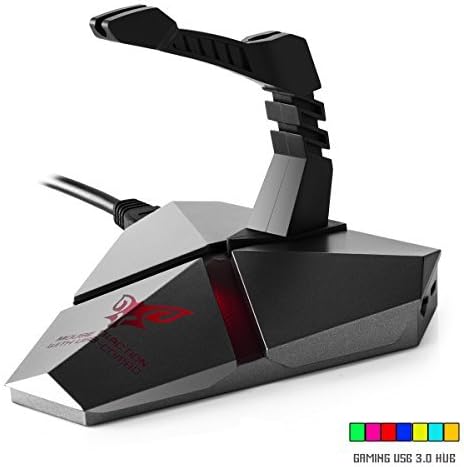 AIRFOX 3-Port USB 3.0 Data Gaming HUB Whit Mouse Bungee - 1TF,Seven Color Backlit LED,Zinc Alloy,Fast Charging Port up to 12V/2A,5Gbps - Super Speed