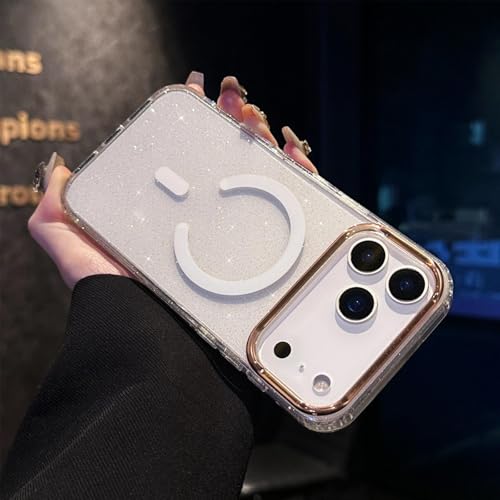 iphone 17Pro 用 ケース キラキラ ラメ クリア 韓国 いphone17Pro スマホカバー ワイヤレス充電対応 アイフォン17Pro ゴールドライン 携帯電話 カバー キラキラ ラ 可愛い おしゃれ 透明 スマートフォン ケース(HX-JGSF17Pro-jin)