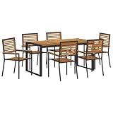Owoxanthellate Garten Essgruppe 5-teilig, Moderne Gartensitzgruppe mit Esstisch 140x80cm und 4 Stühlen, Poly-Rattan und Akazienholz für Terrasse und Balkon, Schwarz und Braun