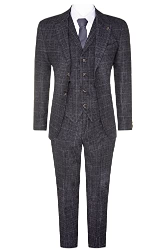 Traje Gris a Cuadros de 3 Piezas para Hombre Tweed 1920s Gatsby Blinders Traje 50