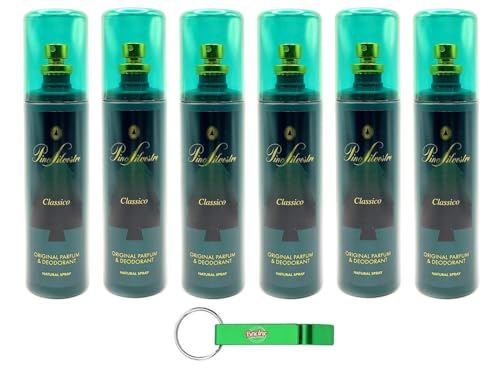 6er-Pack Pino Silvestre Classico Original Parfum & Deodorant Spray 125ml + Beni Culinari Kostenloser Schlüsselanhänger