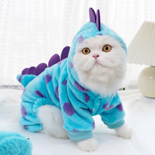 Rtwrsud小型犬冬服コスプレ衣装恐竜衣装 ボディスーツファッション衣装猫犬子猫服ペット服テディ犬猫秋冬かわいい厚手四つ足服小型犬中型犬フランネル着替え服 (XL)