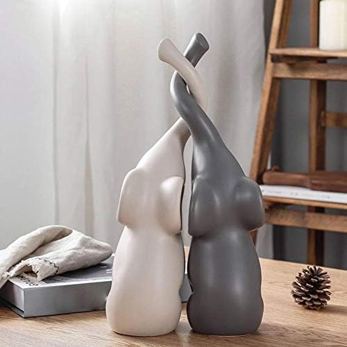 Ceramic Elephant Couples Home Decoration Decorative Home Accessories Loving Pair of Animals Decorative Figurines for Living Room Bedroom Wife Christmas Holiday Set of 2pcs S