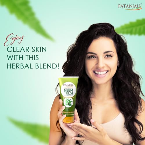 Image of Patanjali Saundarya Neem Tulsi Face Wash, for Clean and Fresh Skin with Natural Ingredients for Daily Use 100g (Pack of 4)