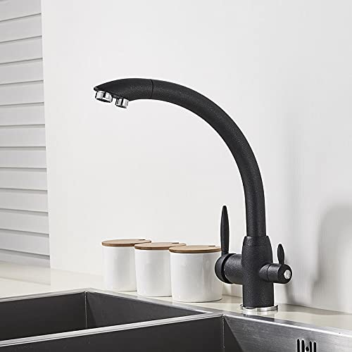 Grifo de cocina purificado con salida de agua filtrada y doble mando