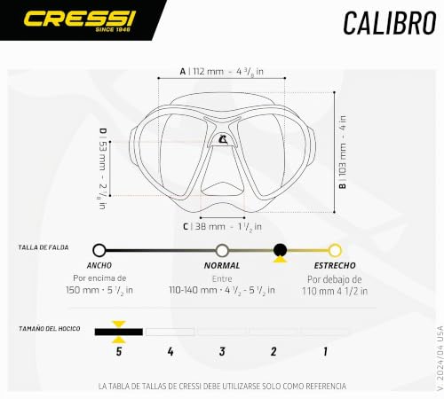 Miniatura 5 de Cressi Calibro Máscara Polyvalent Para Buceo, Apnea Avanzada Y Submarina Fishing, Unisex Adulto, Negro, Talla Única