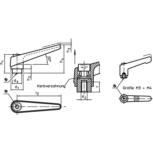 HALDER 24400.0323 Adjustable Clamping levers, Silver, d1=18 mm / d2=M8 - Image 2
