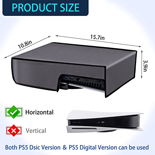 Horizontal Ps5 Dust Cover Waterproof Anti-Scratch Protector Sleeve Dust Cover For Ps5 Console Guard With Back Cable Port For Playstation 5 Console Digital & Disk Version #TOP1