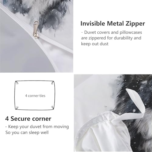 Parure de lit 2 personnes reversible faune sauvage loup aquarelle 240x260 - 7