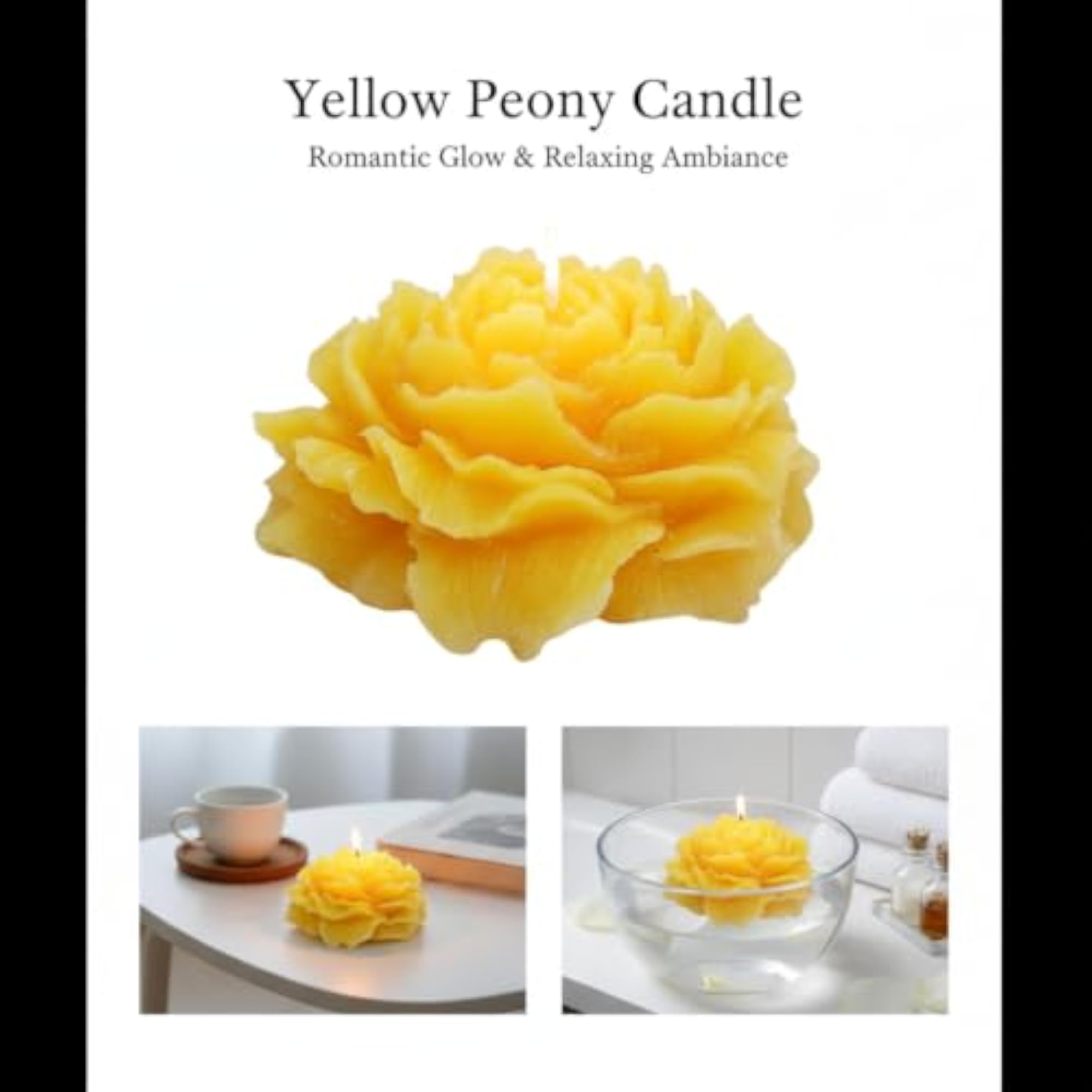 Yellow Peony Flower Shaped Decorative Candle, Gift Idea
