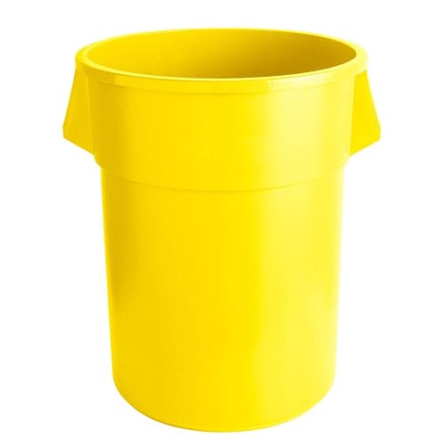 Contenedor de basura redondo amarillo de 220 cuartos 55 galones 208 litros bolsa de basura comercial incluida Papelera de basura para cocina