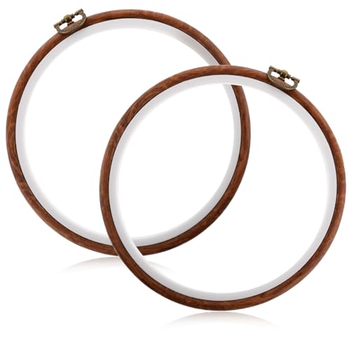 Image of DIVINA VITAE 2 Pieces Embroidery Frames for Display, 6 Inch Oval Embroidery Hoop Wood Decorative Embroiderys Hoop Circle Cross Stitch Ring Hoops for Art Craft Sewing and Hanging Ornaments Decoration