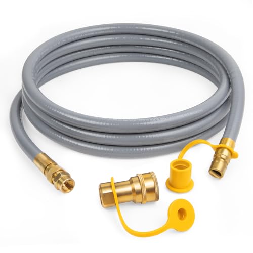 GASPRO 12 Feet 3/8' ID Natural Gas Hose, Low Pressure LPG Hose with Quick Connect, for Weber, Char-broil, Pizza Oven, Patio Heater and More