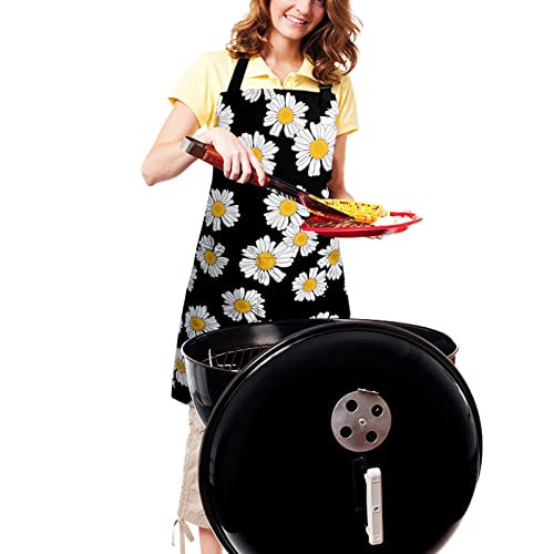 Sosolong Adjustable Waterproof Apron Bib Apron with 2 Pockets Cooking Kitchen Aprons for Women Men Chef Adult Gifts, Daisies… - Image 4