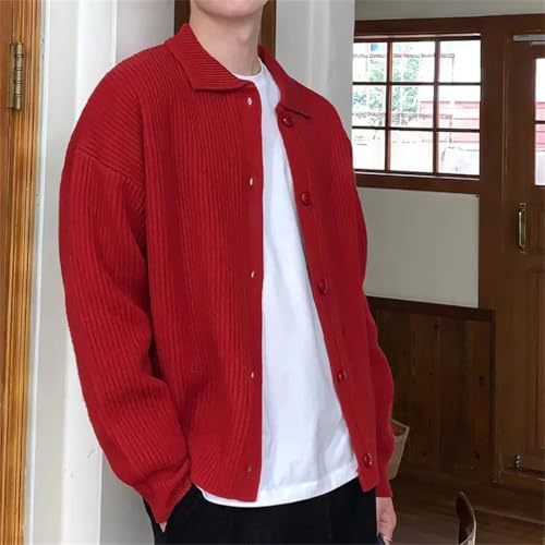 Men's Fall Winter Daily Loose Solid Sweaters Comfortable Korean Long Sleeve Button Knitted Cardiga Outerwears2