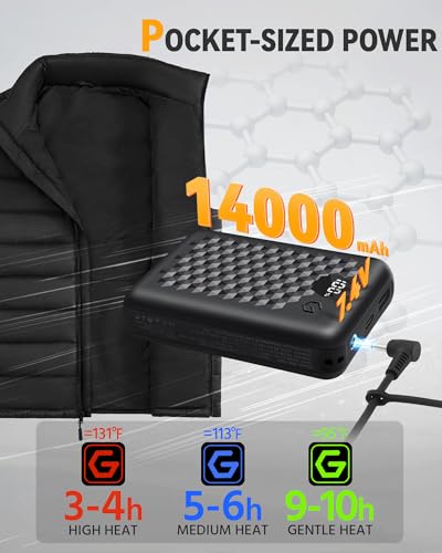 Wulcea Men Graphene Heated Vest Include 7.4V Fast Charge 14000mAh Battery3