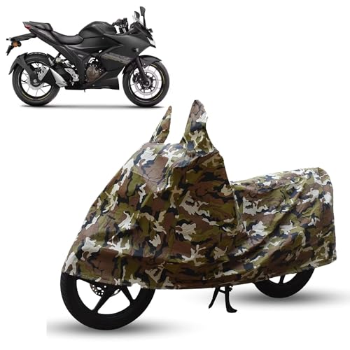 Image of Sulfar Bike Cover for Suzuki Gixxer 250 (SF250 / Standard) | Waterproof, Dustproof & UV Protected | All Weather Two Wheeler Cover (Army Green) New 2026 Variants