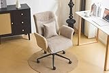 VINGLI Khaki Office Desk Chair with Wheels,with Back&Lumbar Pillow&Padded Arm,Comfy Computer Task Nail Tech Vanity Modern Swivel Sewing Dining Chair for Home,Makeup,Bedroom,Living Room,Chenille