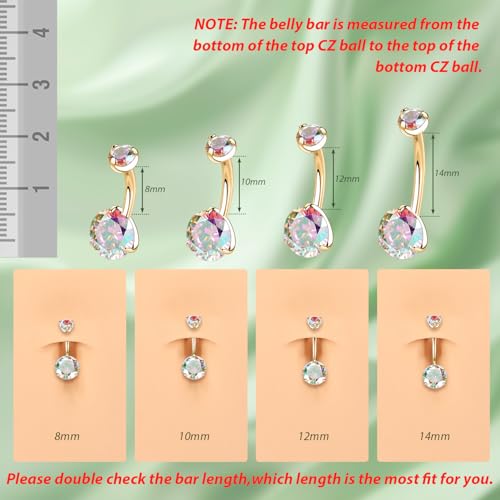 FUNLMO 14G Belly Button Ring Titanium Belly Button Piercing Belly Ring Internally Threaded Navel Piercing Jewelry3