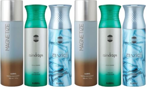 Image of AJMAL Ajmal 1 Magnetize For Men Women Raindrops Femme And Deodorants Each 200 Ml Combo Pack Of 3 ' Total