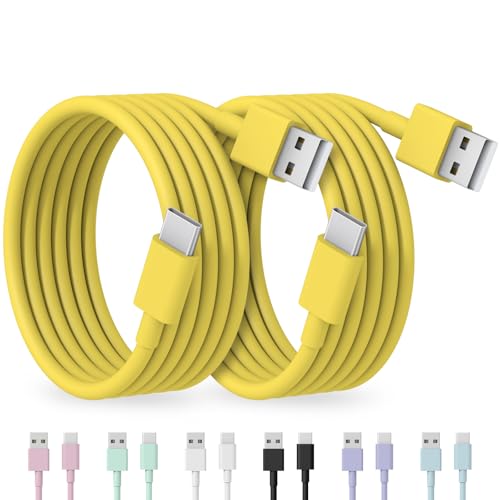 Image of USB to USB C Cable for iPhone 17 16 Type C Carplay 2Pack 10FT Cable Yellow