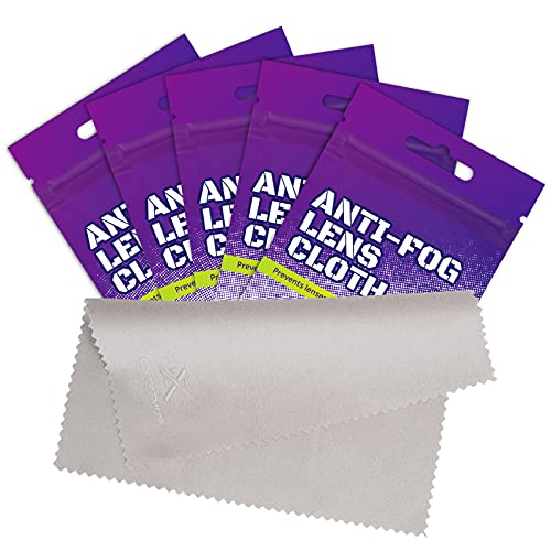 Extremus Anti-Fog Lens Reusable Cleaning Cloth â€“ Ideal for Eyewear, Ski Goggles, Face Shields, Helmets, Camera Lenses, Dive Mask, and More, 5 Count