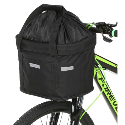 CiCixixi Hundekorb Fahrrad Vorne, mit Reflektorstreifen, Faltbarer Atmungsaktiver Hundefahrradkorb für Kleiner Hunde, Einkaufen, Picknick (Schwarz)