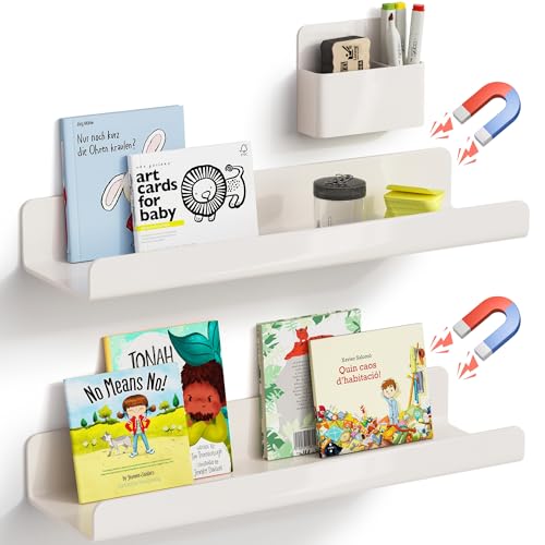 VMROF Magnetic Book Shelf Magnetic Shelf for White Board Magnetic Shelves for Classroom with Pen Holder