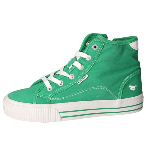 MUSTANG Damen High Top Sneaker Schnürung Stiefelette Zipper 1420-506, Größe:39 EU, Farbe:Grün