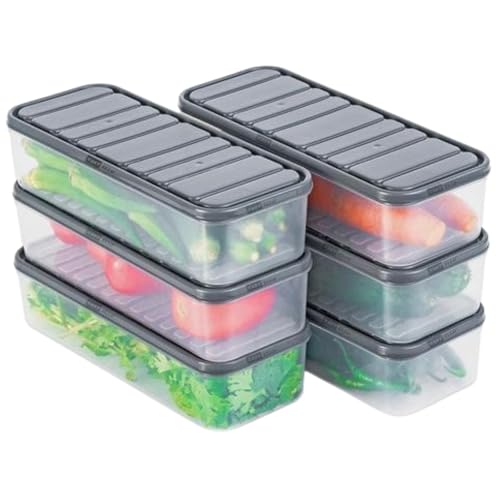 Image of Air Tight Plastic Storage Containers Set for Kitchen | Pantry Organizers Kitchen Accessories Items Fridge Storage Boxes Fridge Box Leak-Proof, Durable and Space-Saving (1200 ML, Pack of 6)