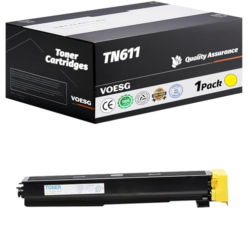 Compatible for Konica Minolta  Toner Cartridges Work for Konica Minolta C451 C550 C650 Printers, with Chip, High Yield 43000 Pages, High-Definition Printing (1 Pack Yellow) - VOESG TN611