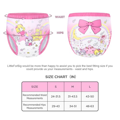 Image of Littleforbig Soft Silky Underwear Comfortable Washable Reusable Adult Training Pants - Fairy Littles in Dreamland Pattern Design L
