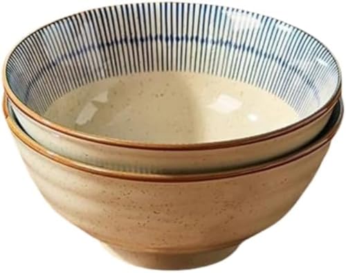 Xiraivke 家庭用和風陶器ラーメン丼 レトロデザイン耐熱麺丼 インスタントラーメン専用食器