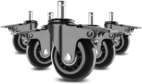 Rollerblade Caster Office Chair Wheels Replacement for All Floors Including Hardwood, Heavy Duty Chair Casters with Brake 2.5inch (Set of 5)