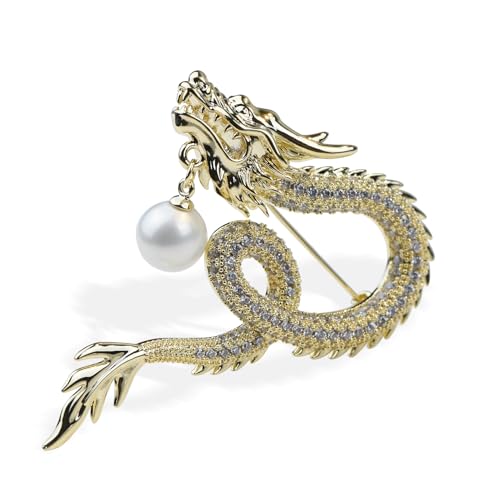 Image of Vintage Crystal Dragon Brooch Lapel Pin Decorative Safety pins for Clothing Rhinestone Animal Brooch Jewelry