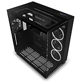 Nzxt H9 Mid-Tower Gaming Pc Case - 3 Rgb Fans, Glass Panels, 360Mm Radiator Support, Cable Management - Black