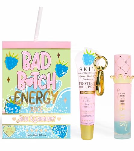 Bad B Energy Blue Raspberry Lip Gloss & Conditioner Set Moisturizing Lip Duo Collection By Louise P