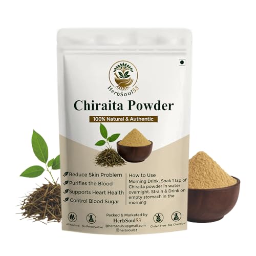Image of HerbSoul53 Natural Chirayata Powder 400gm - Ayurvedic Powder Swertia Chirata Herbal Churna for Detox, Body Cleanse, Digestive Health, Immunity Boost, Skin & Overall Wellness | Preservative-Free