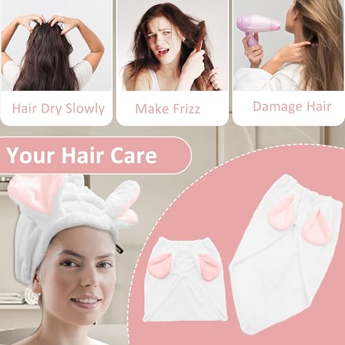 fhgnysm Toalha de cabelo de microfibra, 2 pacotes de turbantes de cabelo para cabelos molhados, seca